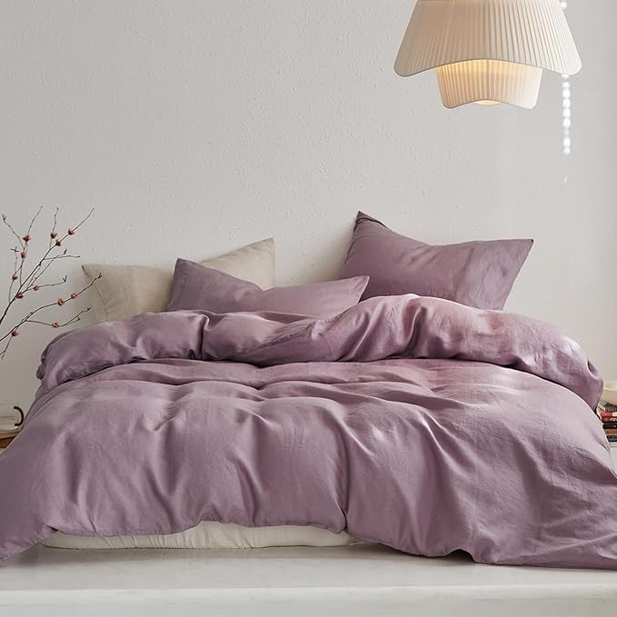 Duvet Cover Set, 100% French Flax Natural Linen Bedding 3pcs Set