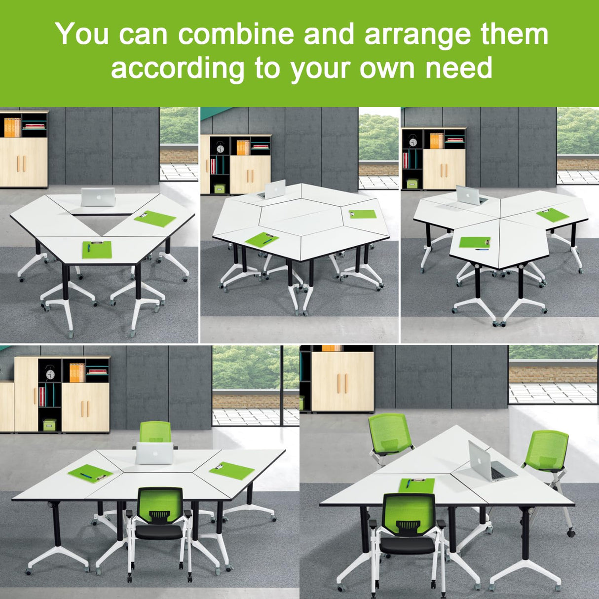 Foldable Conference Room Tables,Flip Top Mobile Training Table,Modern Meeting Table with Silent Wheels,Mobile Conference Tables,47.2 "x23.6 x 29.5 Meeting Room Table for Office Training (6pack)