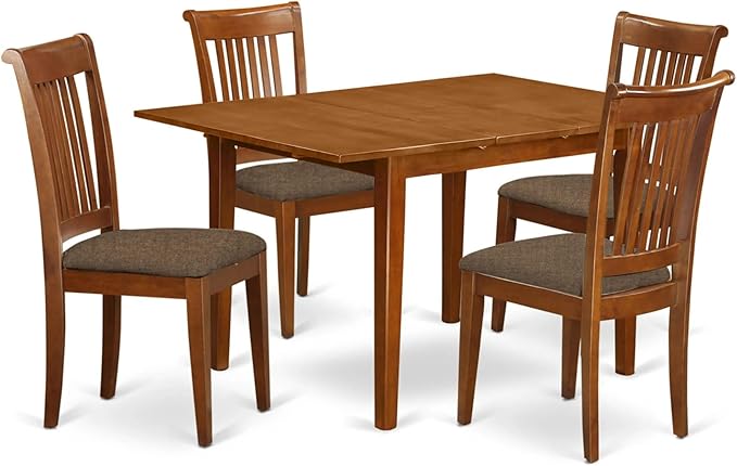 MLPO5-SBR-W Milan 5 Piece Set Includes a Rectangle Dining Room Table with Butterfly