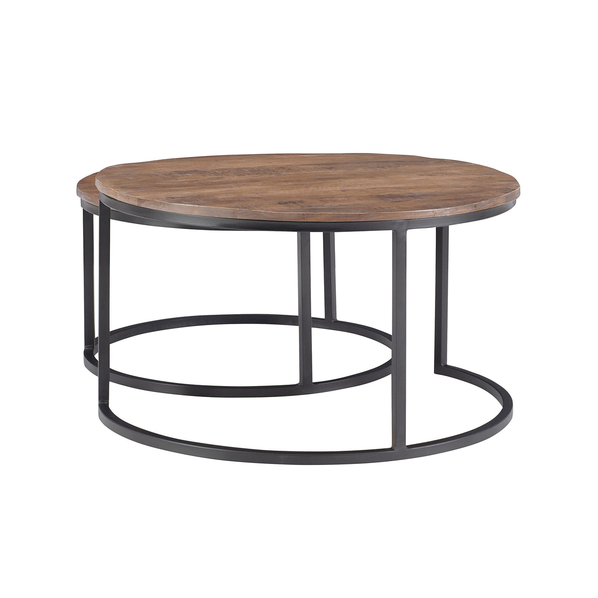 Company Black Metal Round Nesting Coffee Mango Wood Top by Powell Canton Table