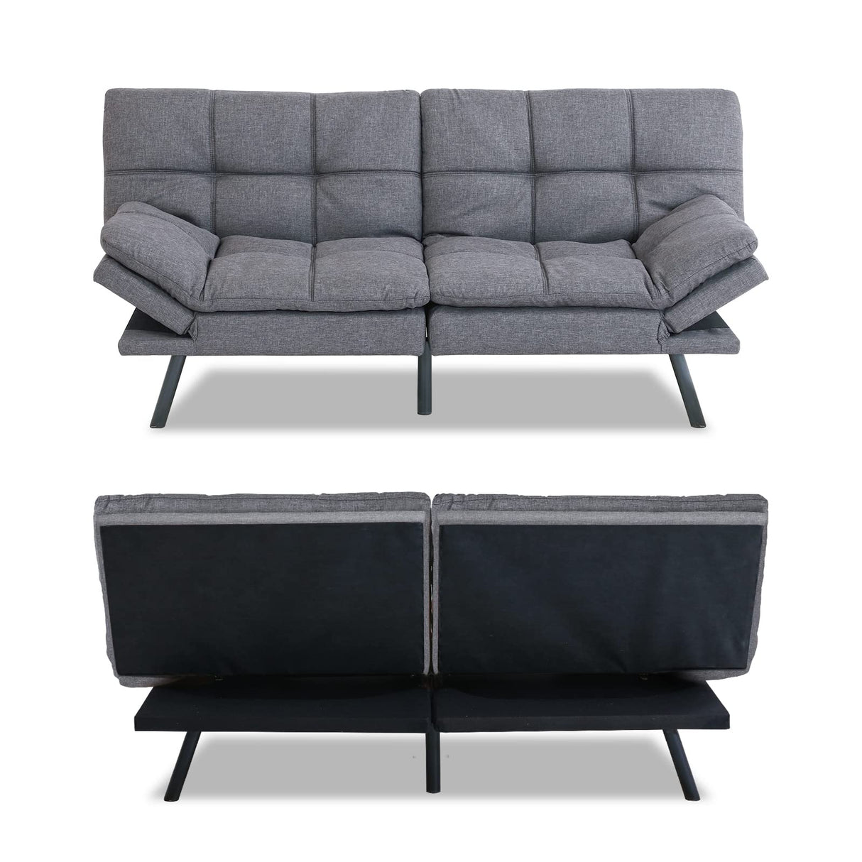 Futon Sofa Bed Twin, Memory Foam Couch Bed with Mattress