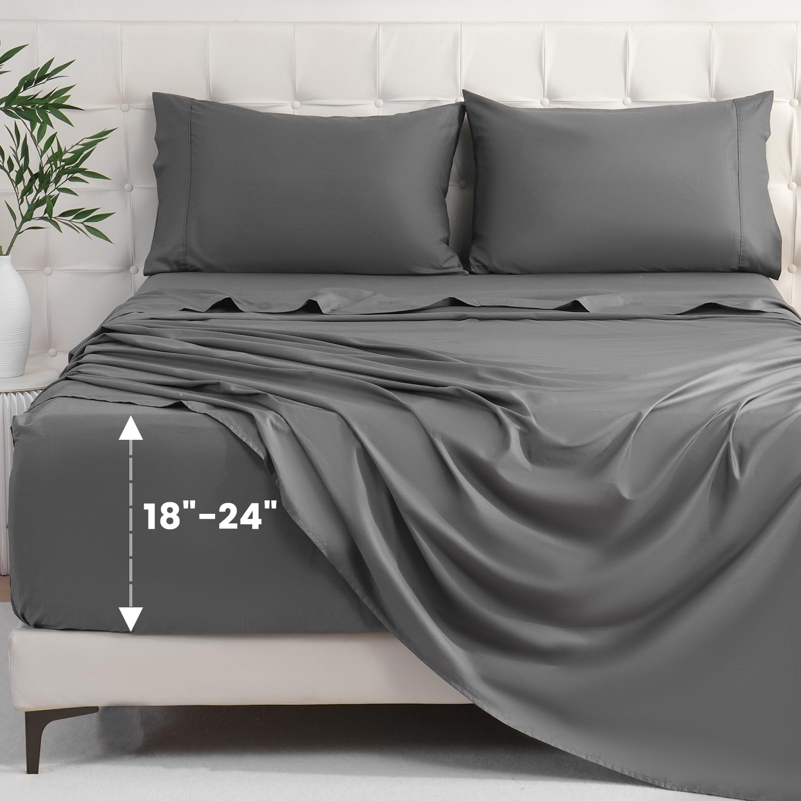 Deep Pocket King Sheets 18-24 Inch-1000 Thread Count Egyptian Cotton Sheet Set