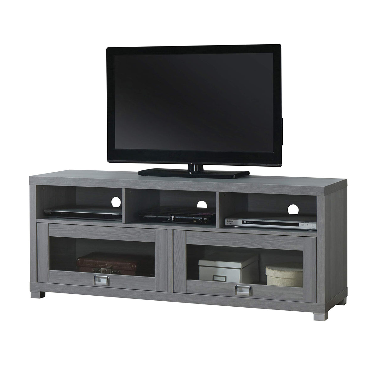 65” TV Stand with Storage & Glass Display Cabinets