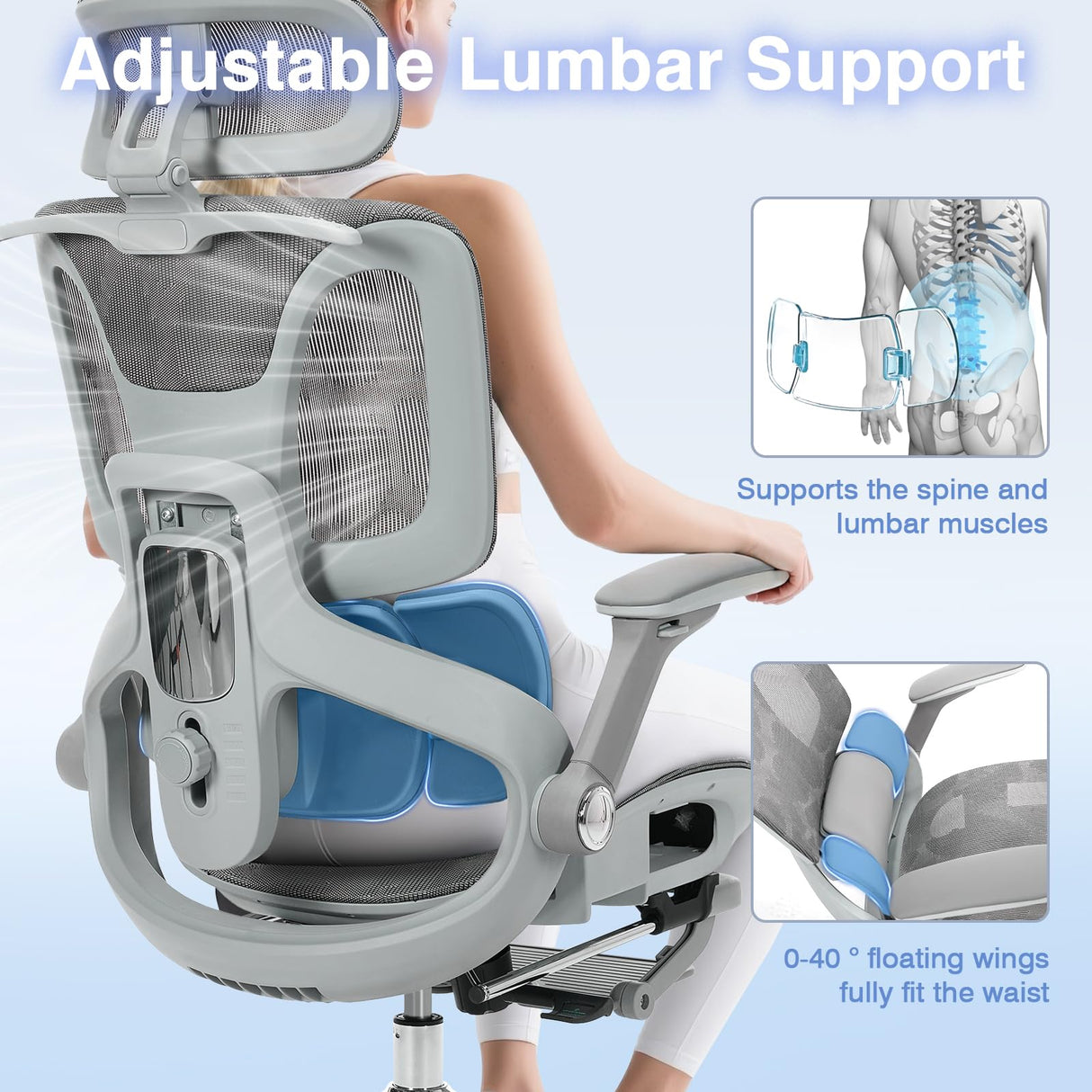Ergonomic Mesh Office Chair with 4D Armrests and Lumbar Support