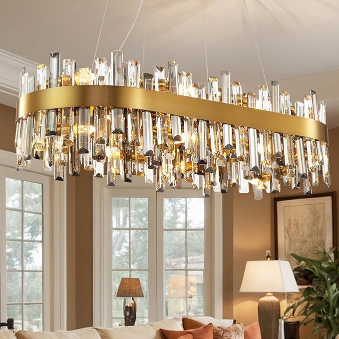 Luxury Modern Crystal Chandelier, L40'' Dining Room Chandelier Over Table