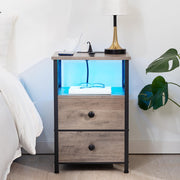 Night Stand Set 2, LED Nightstands for Bedroom Set