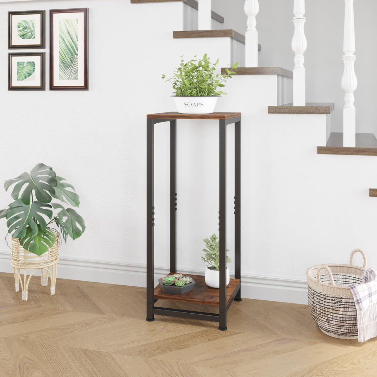 ZenLeaf 2-Tier Tall Plant Stand - Wood Plant Table