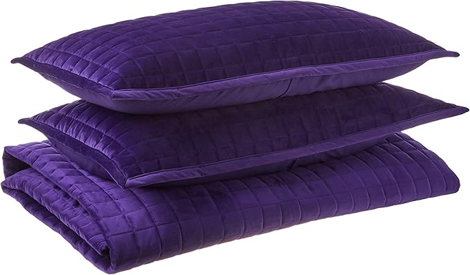 Velvet King Quilt Set, Three-Piece Box Stitch Bedding