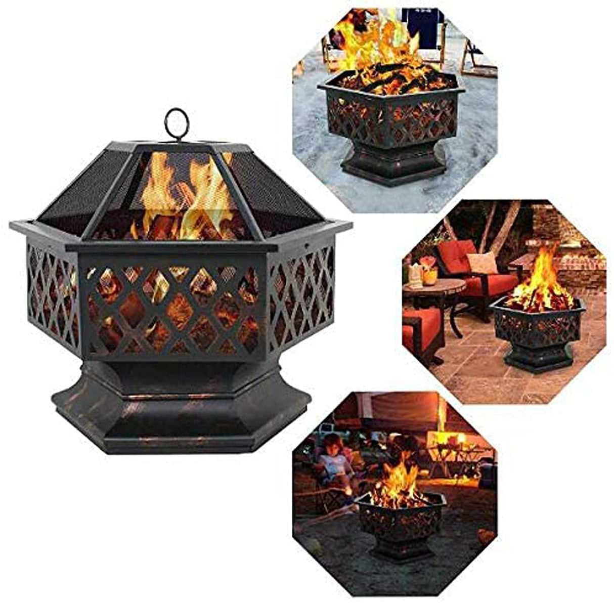 Outdoor Fire Pit Wood Burning Fireplace Patio Backyard Heater Steel Firepit Bowl Heavy