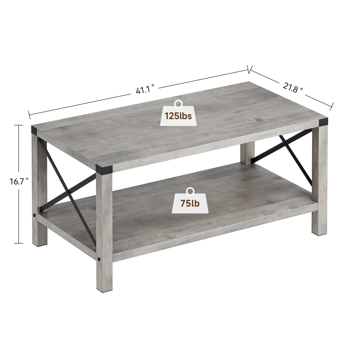 Rectangle Coffee Table 2-Tier Farmhouse Coffee Table