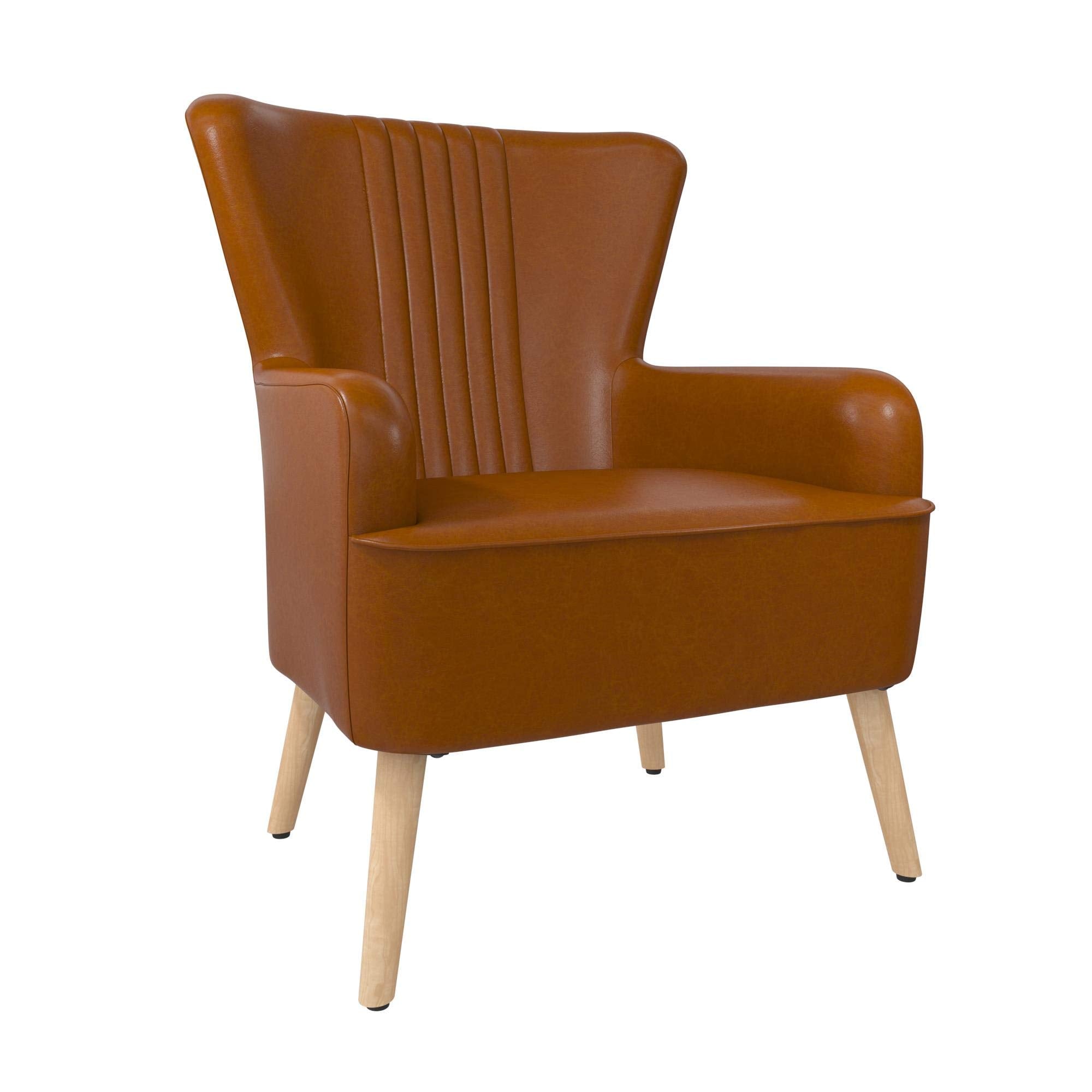 Camel Faux Leather Accent Chair