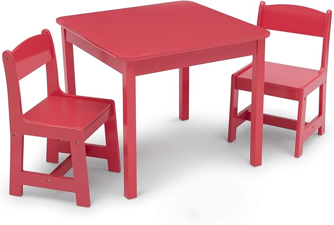 MySize Kids Wood Table and Chair Set (2 Chairs Included), Deep Blue