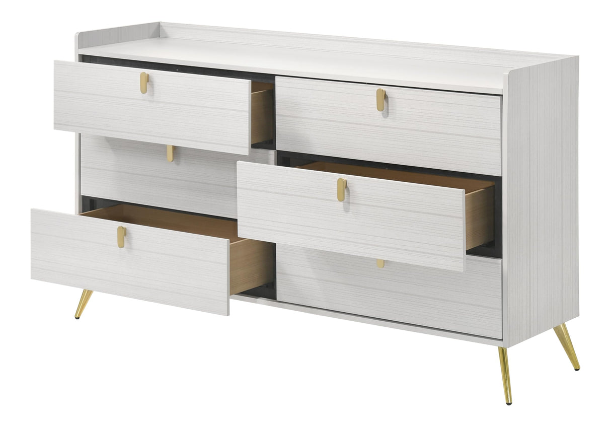 Zeena 6-Drawer Wooden Dresser in White