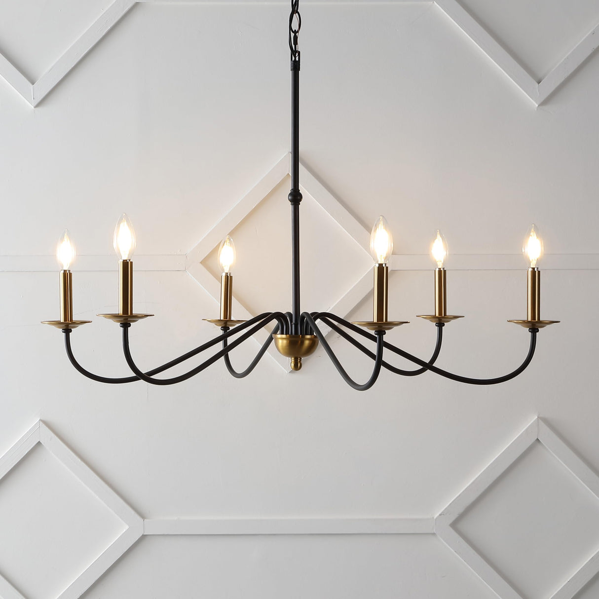 JYL7559C Wicklow 34.75" 6-Light Bohemian Farmhouse Iron LED Chandelier Modern