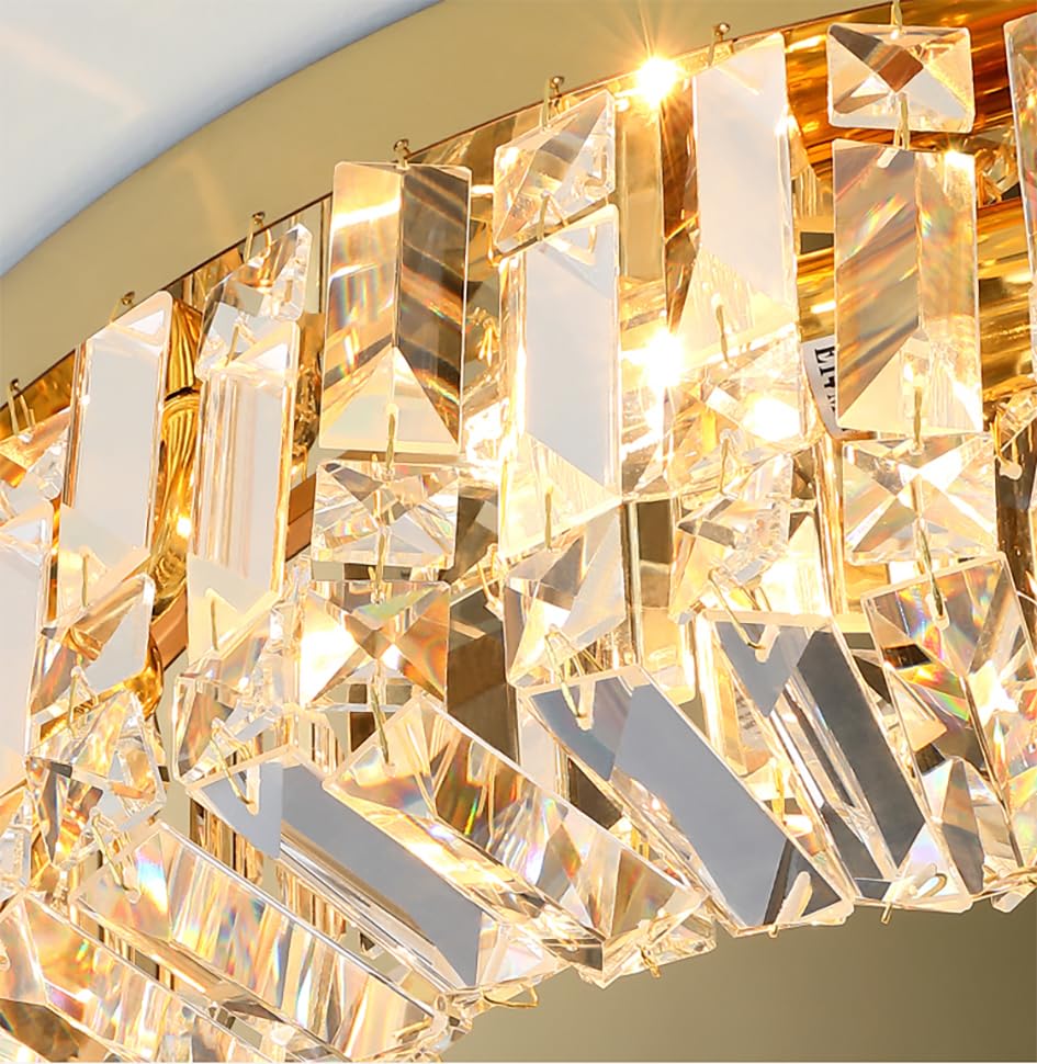 Crystal Ceiling Light Luxury K9 Crystal Flush Mount Ceiling Light Fixture Modern Gold