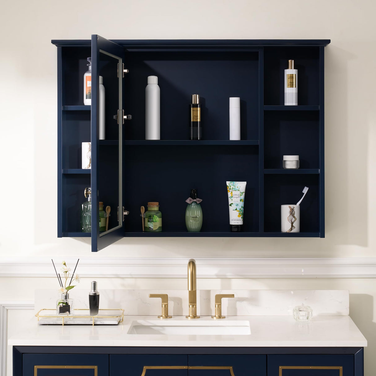 42"x30" Bathroom Medicine Cabinet with Mirror, Wall Mounted Storage Cabinet