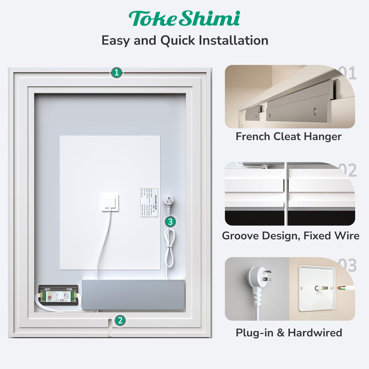 LED 48x30 Inch Frameless Front Light and Backlit Bathroom Vanity Mirror,