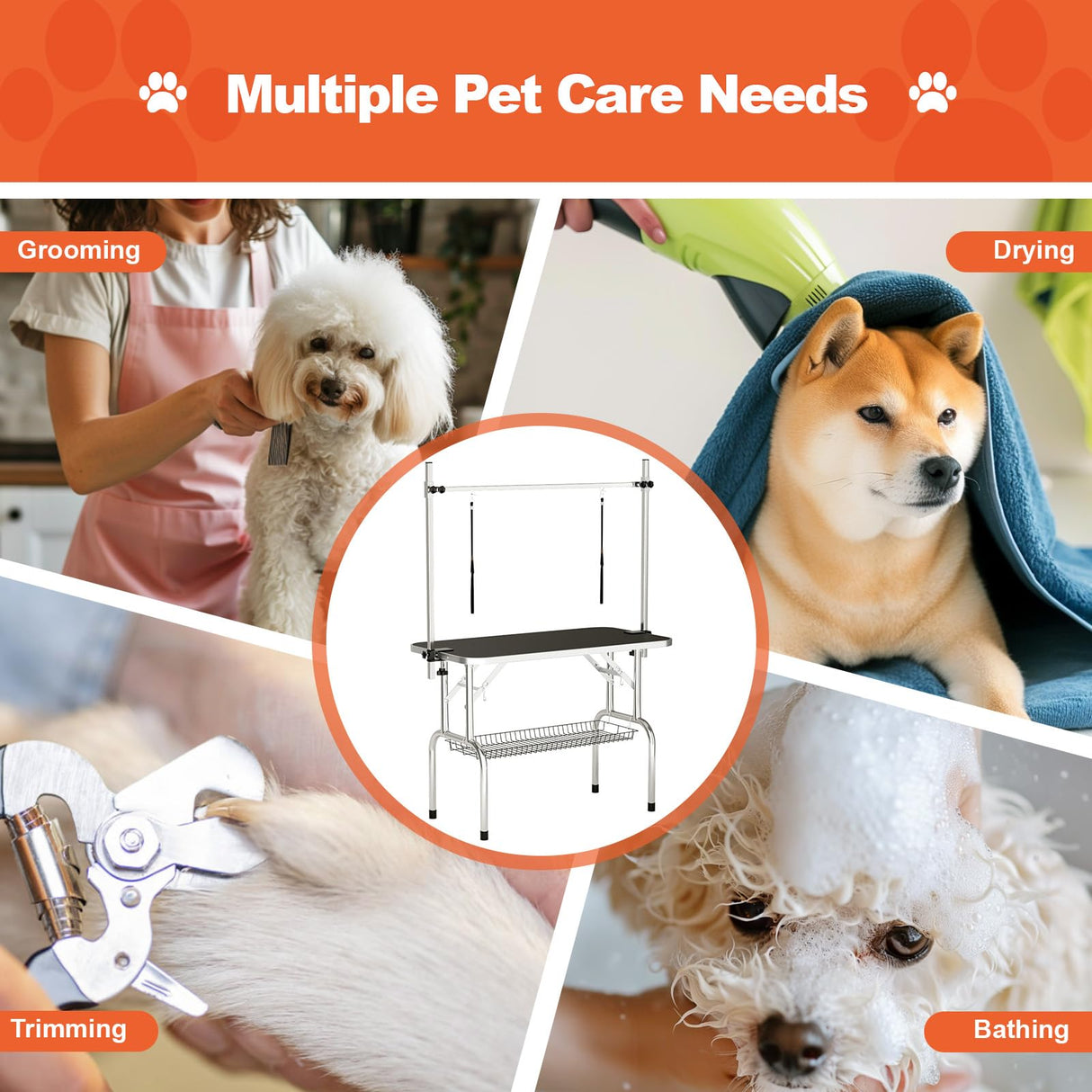 46" Foldable Dog Grooming Table for Large Dogs - Professional Home Grooming Station