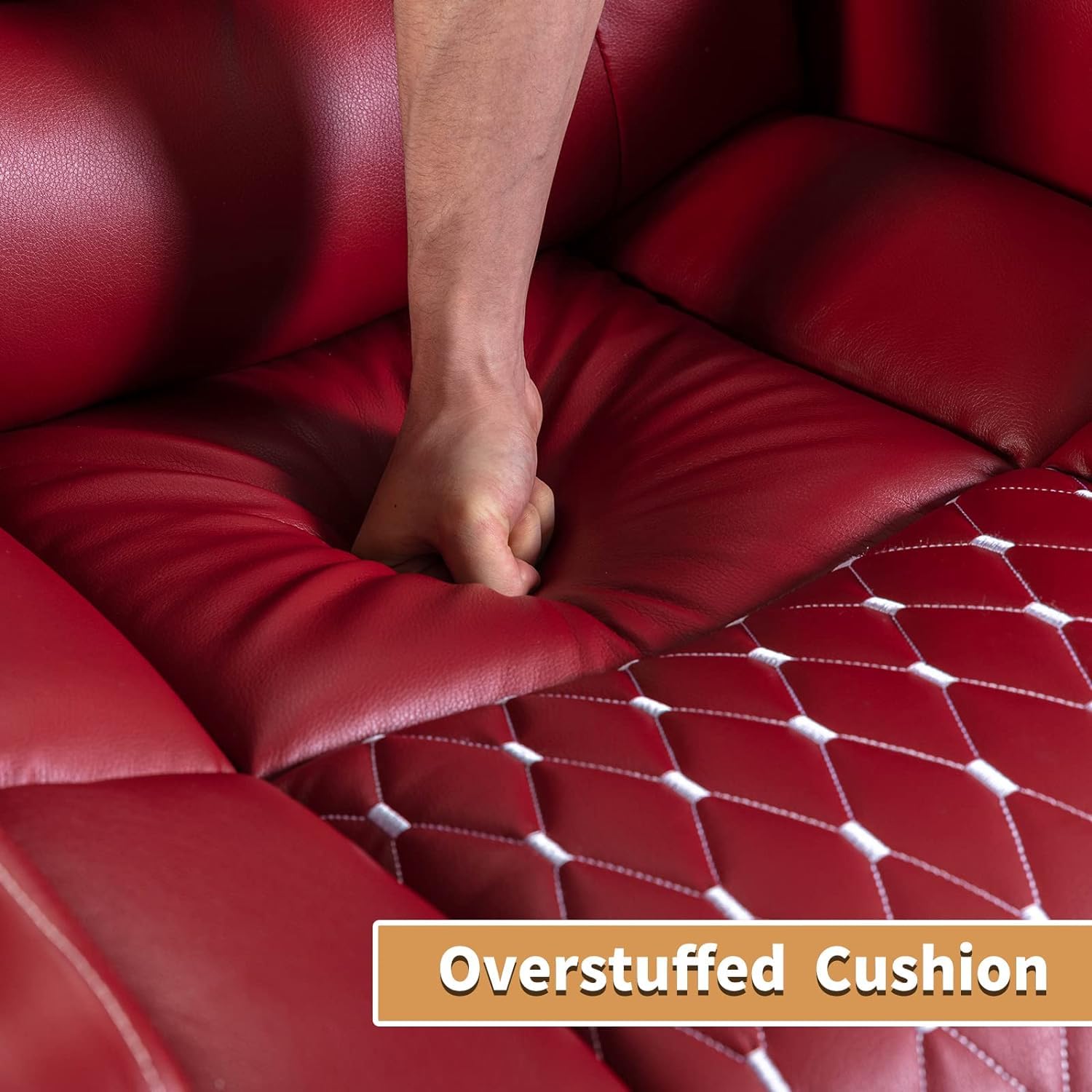 StoneCraft Orion Power Recliner Chair – Dark Red Faux Leather