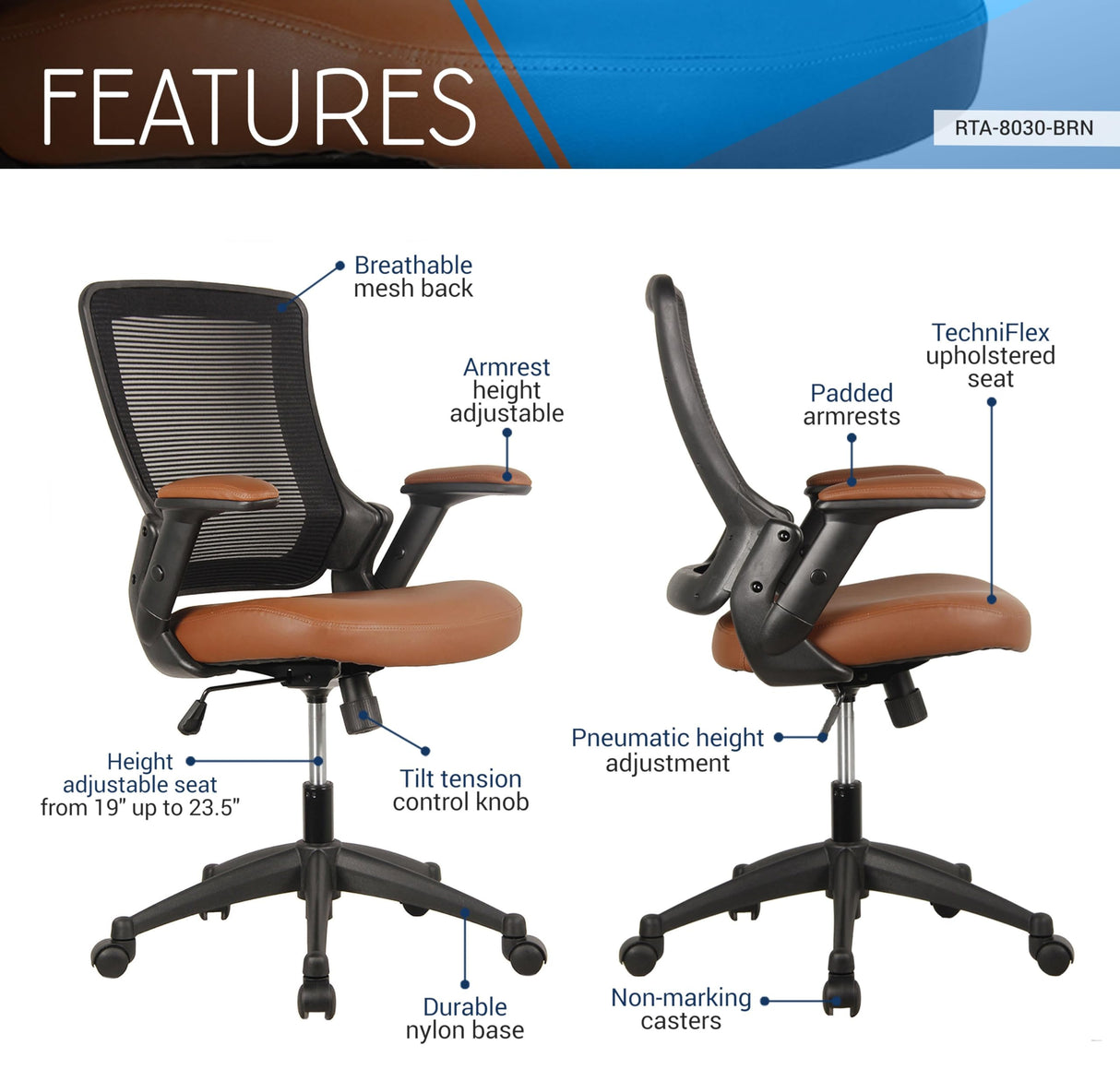Ergonomic Mesh Office Chair - Height Adjustable Mid-Back Task Chair