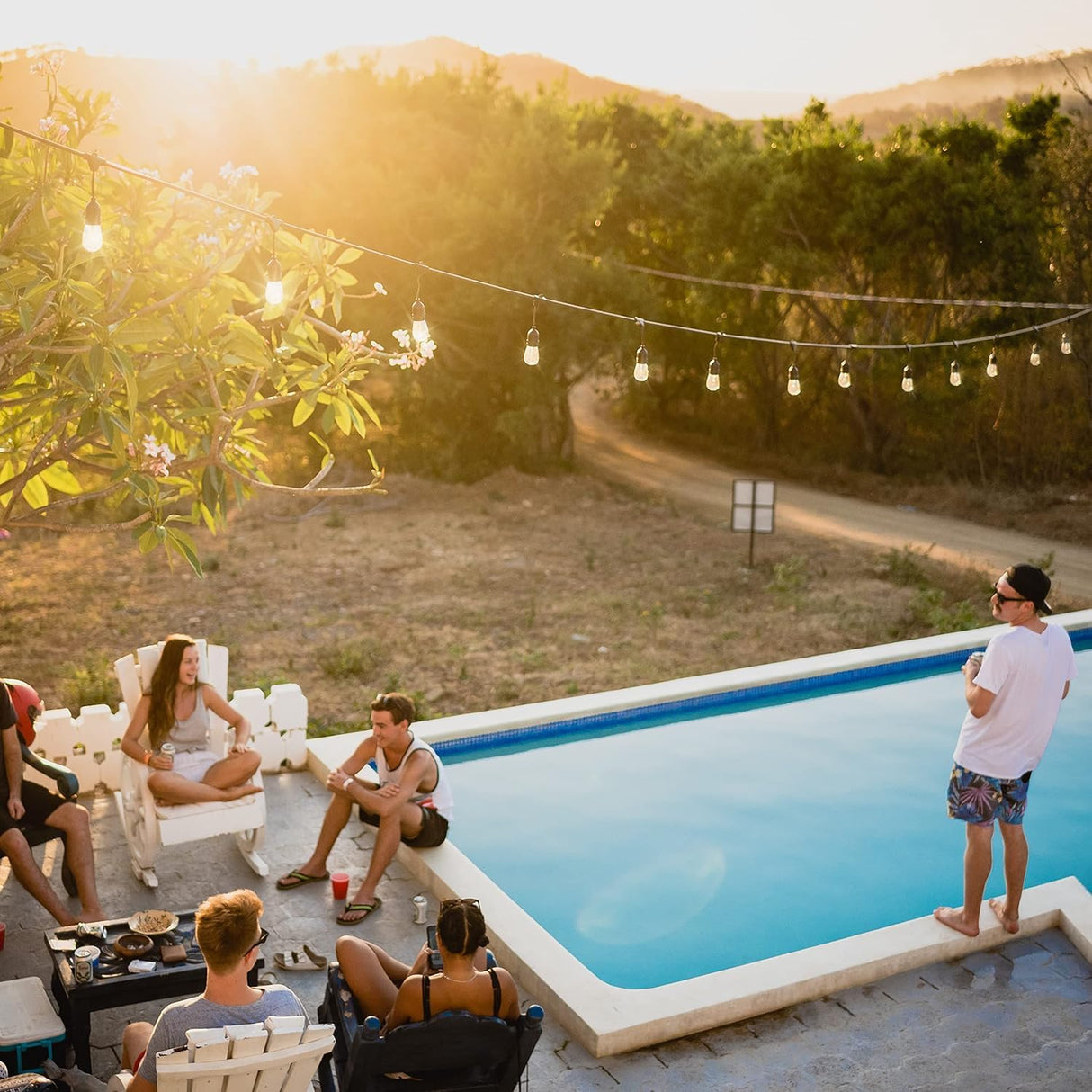 Outdoor String Lights with Hanging Sockets Weatherproof Technology Heavy Duty