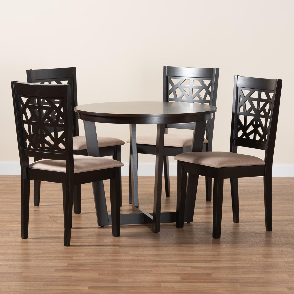 Jamie Dining Set, 5-Piece, Beige/Dark Brown