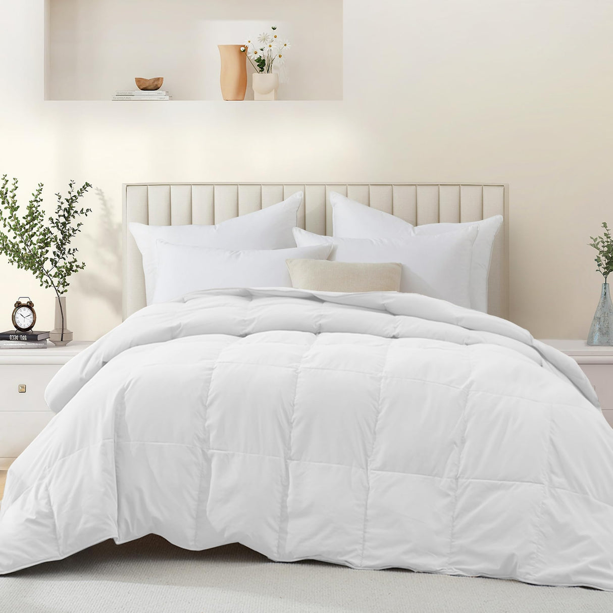 Goose Feather Down Comforter - Lightweight Goose Down Fiber Duvet Insert, Cloud-Like