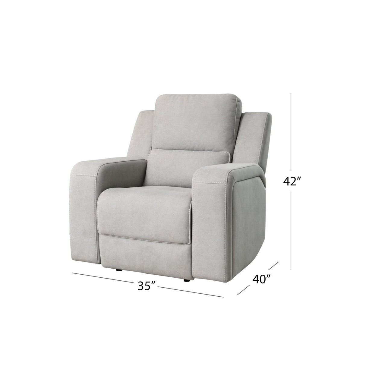 Margaret 2PC Fabric Manual Reclining Sofa and Recliner, Gray
