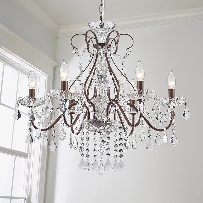 6 Light Crystal Chandelier Light Fixture Modern Chandelier Crystal Lighting