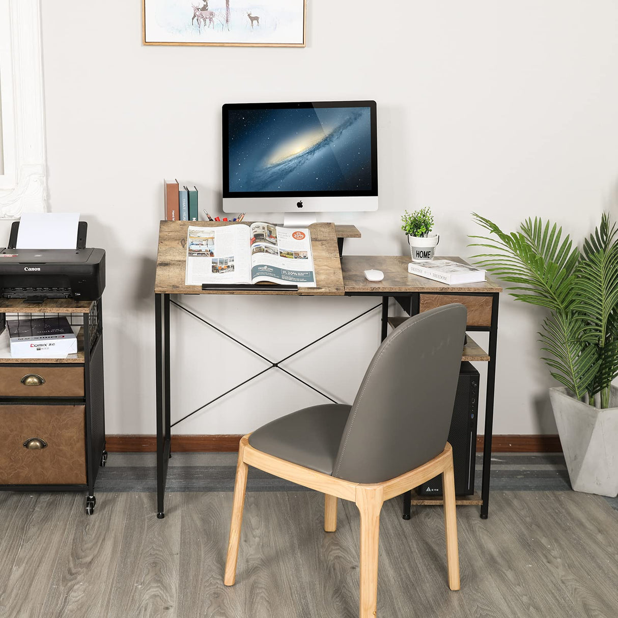 X-cosrack Computer Desk with Storage Shelves Drawer, 43” Home Office Desk