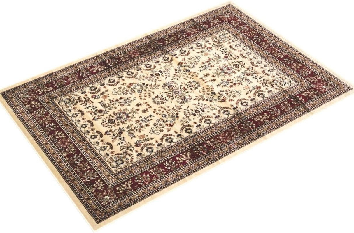 Lyndhurst Collection Area Rug - 9' x 12', Ivory & Red, Traditional Oriental Design
