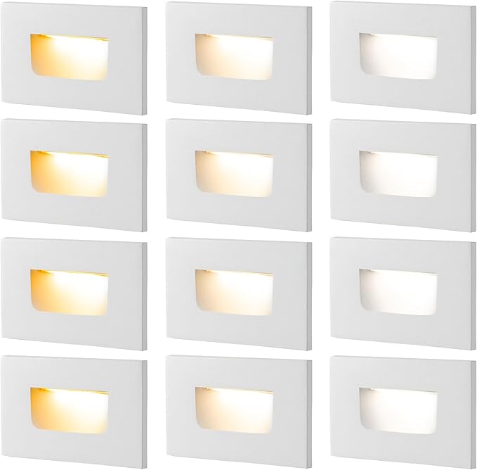 12-Pack Step Lights Indoor Outdoor Stair Lights LED Dimmable, 120V 3 Color Changing