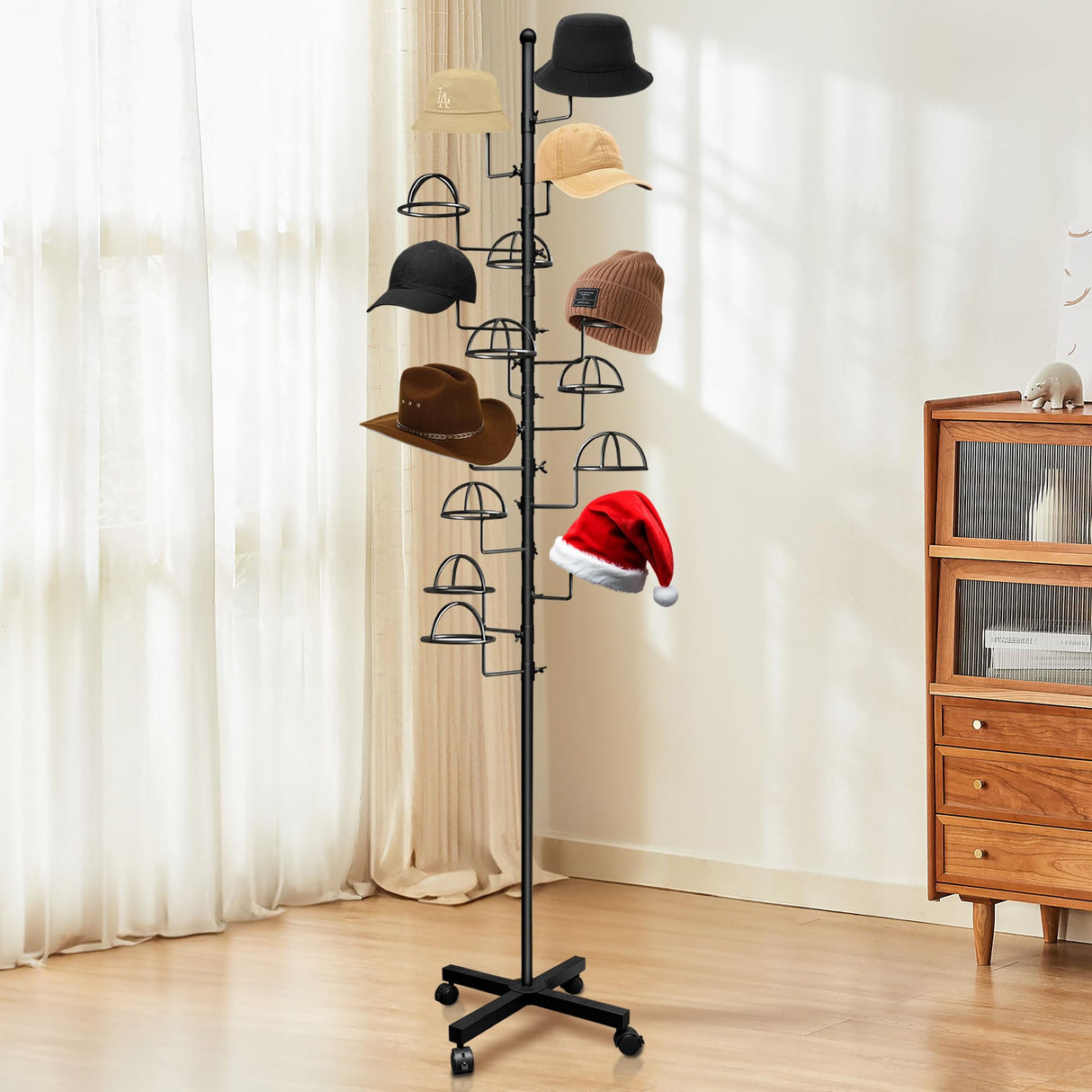 Hat Rack Stand 14 Hooks, Cowboy Hat Stand, Hat Display Rack Metal, Standing Hat Rack