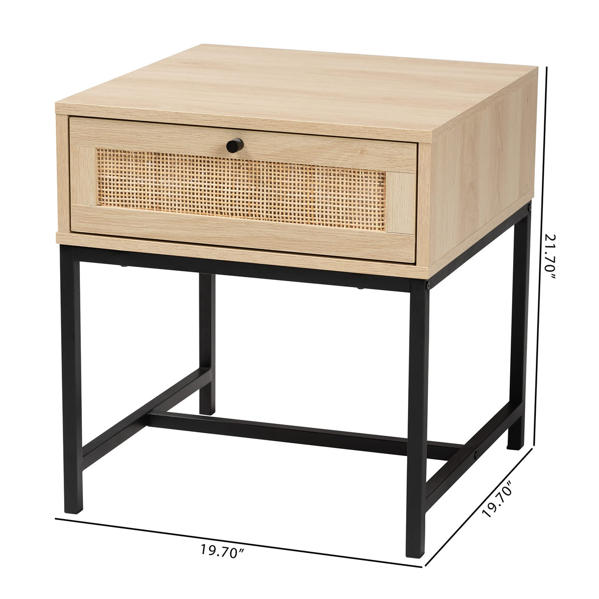 Caterina End Table, 1-Drawer, Natural Brown/Black