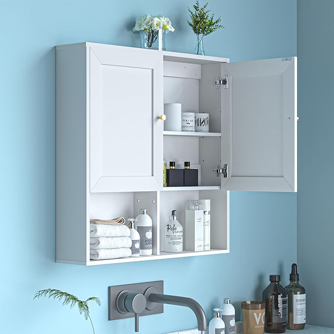 Bathroom Wall Cabinet, Medicine Cabinet with 2 Door and Adjustable Shelves