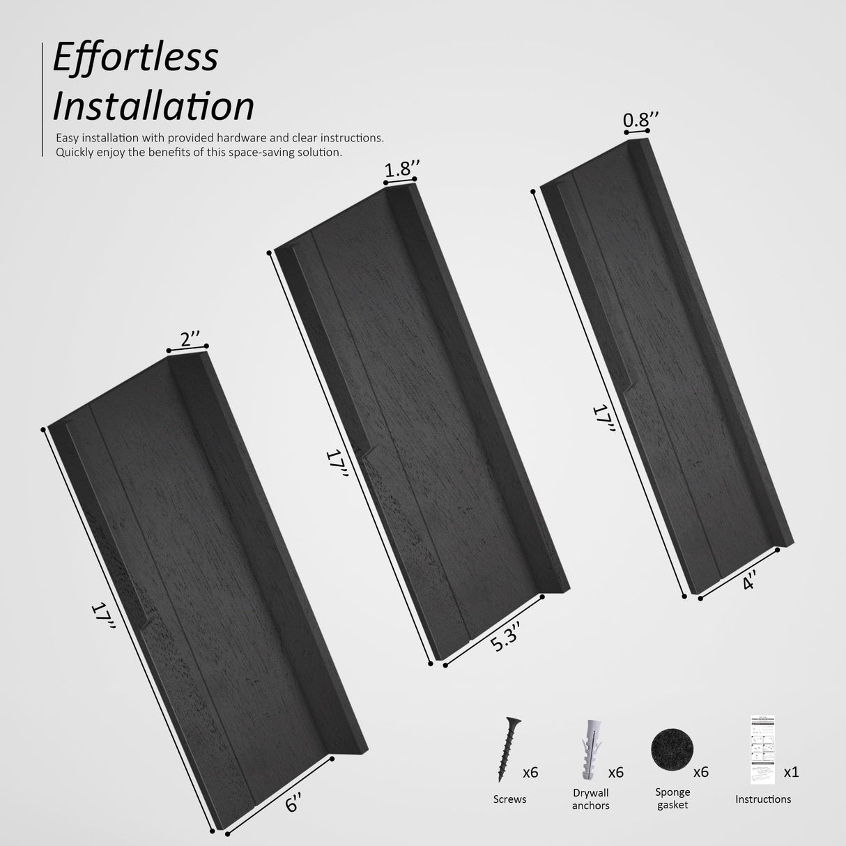 Modern Floating Shelves Set of 3 : Farmhouse Wall Mounted Bedroom