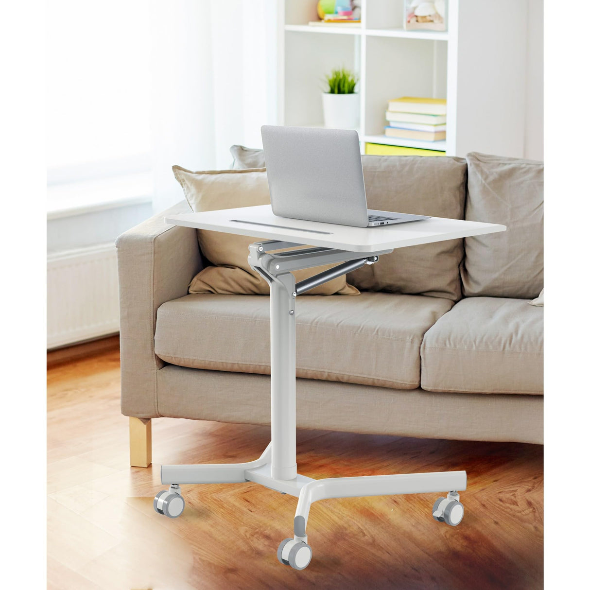 28"W Mobile Sit-to-Stand Compact Desk/Laptop Cart Workstation