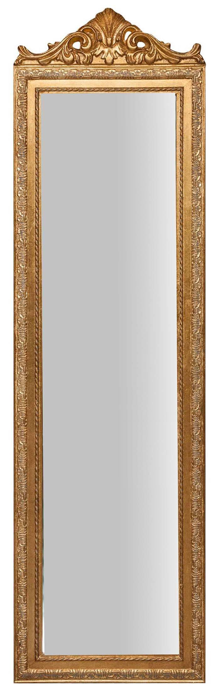 Sized Antiqued Gold Finish Floor Mirror