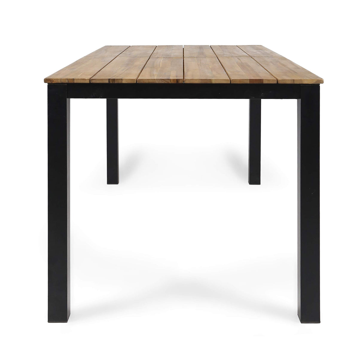 Zak Outdoor 71" Acacia Wood Dining Table, Teak Finish, Black