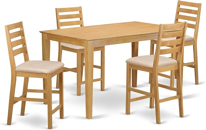 CACF7H-OAK-C 7 Piece Kitchen Counter Set Consist of a Rectangle Dining Table and 6