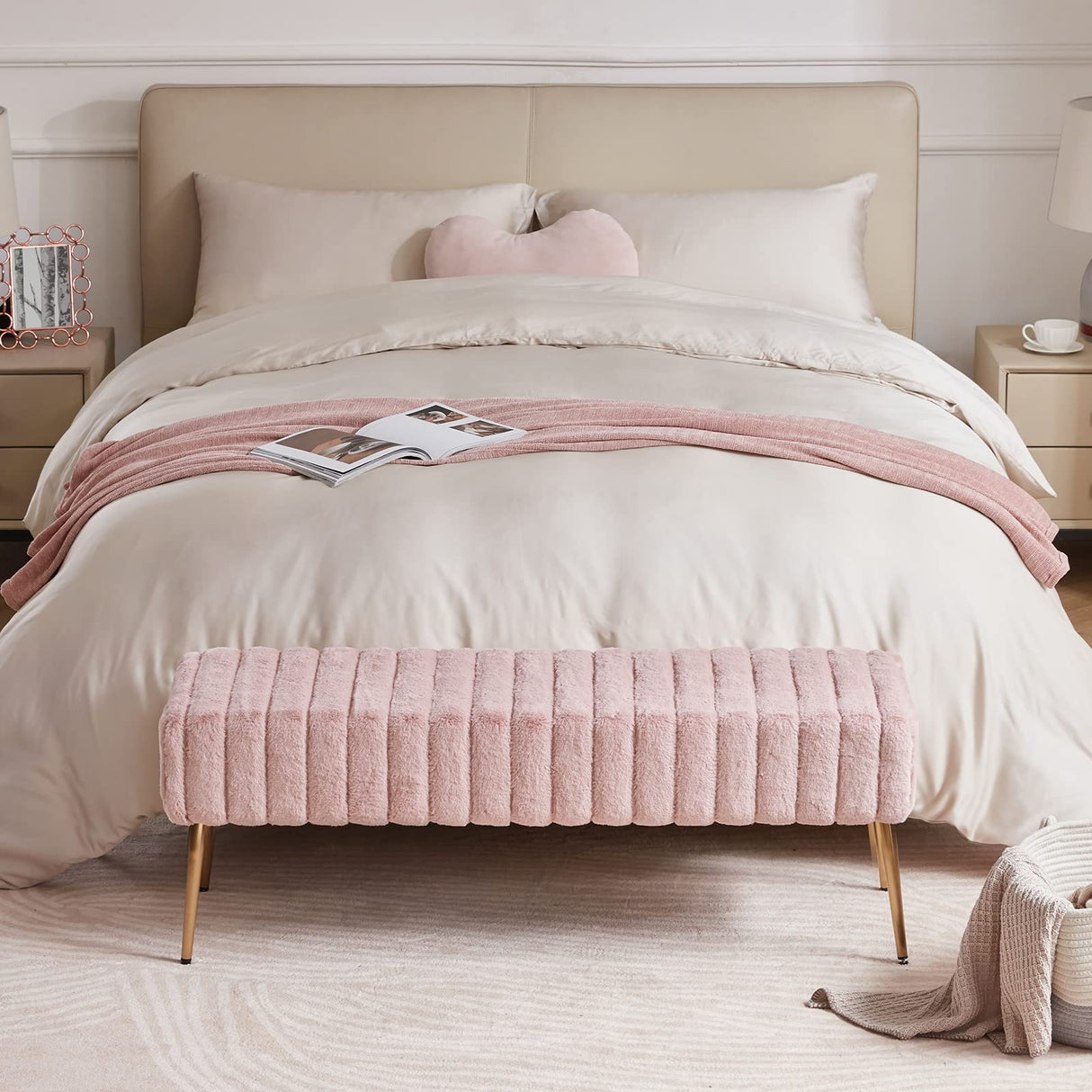 Stitched Upholstered Bedroom Benches