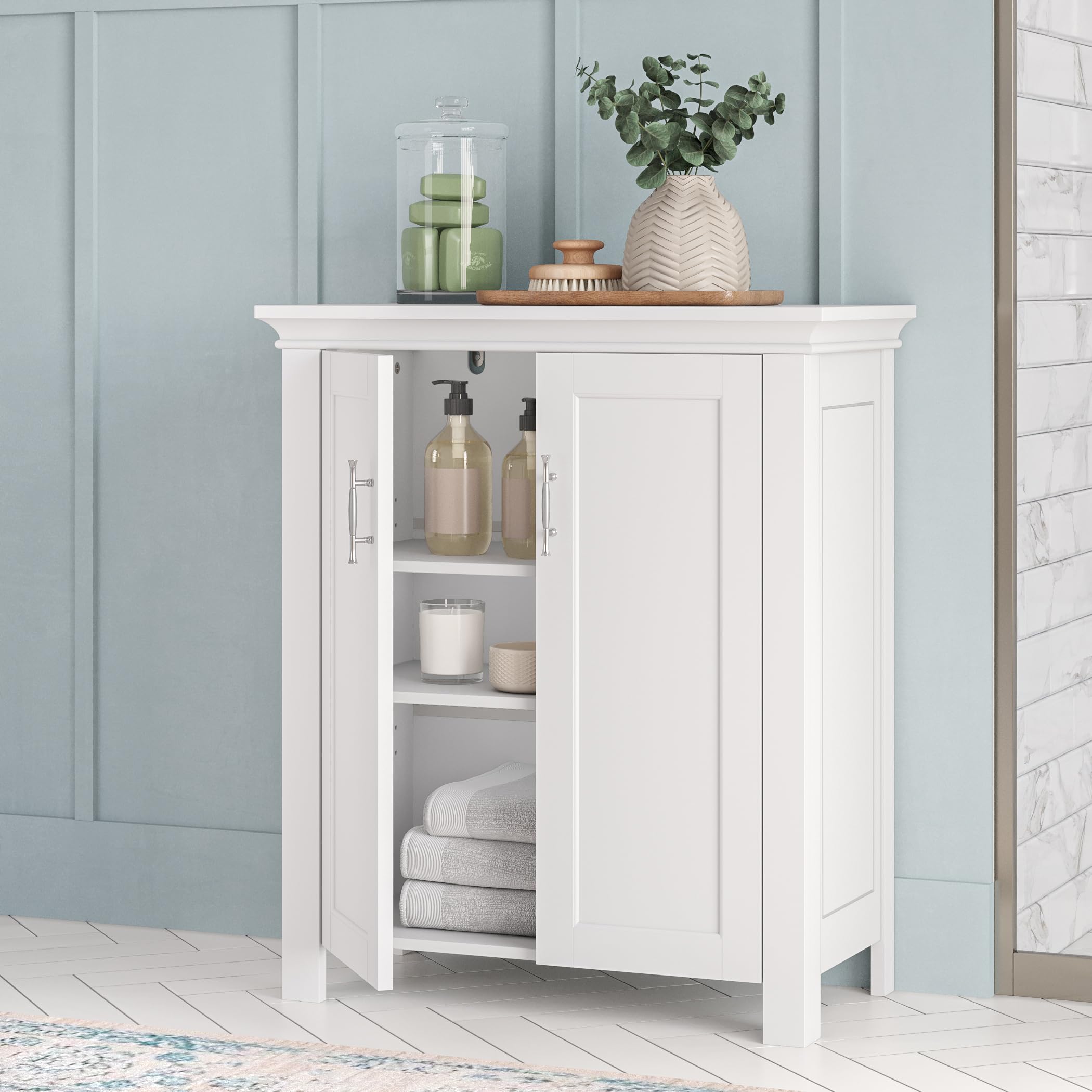 Somerset Two-Door Floor Cabinet with Adjustable Shelves – Elegant Bathroom Storage