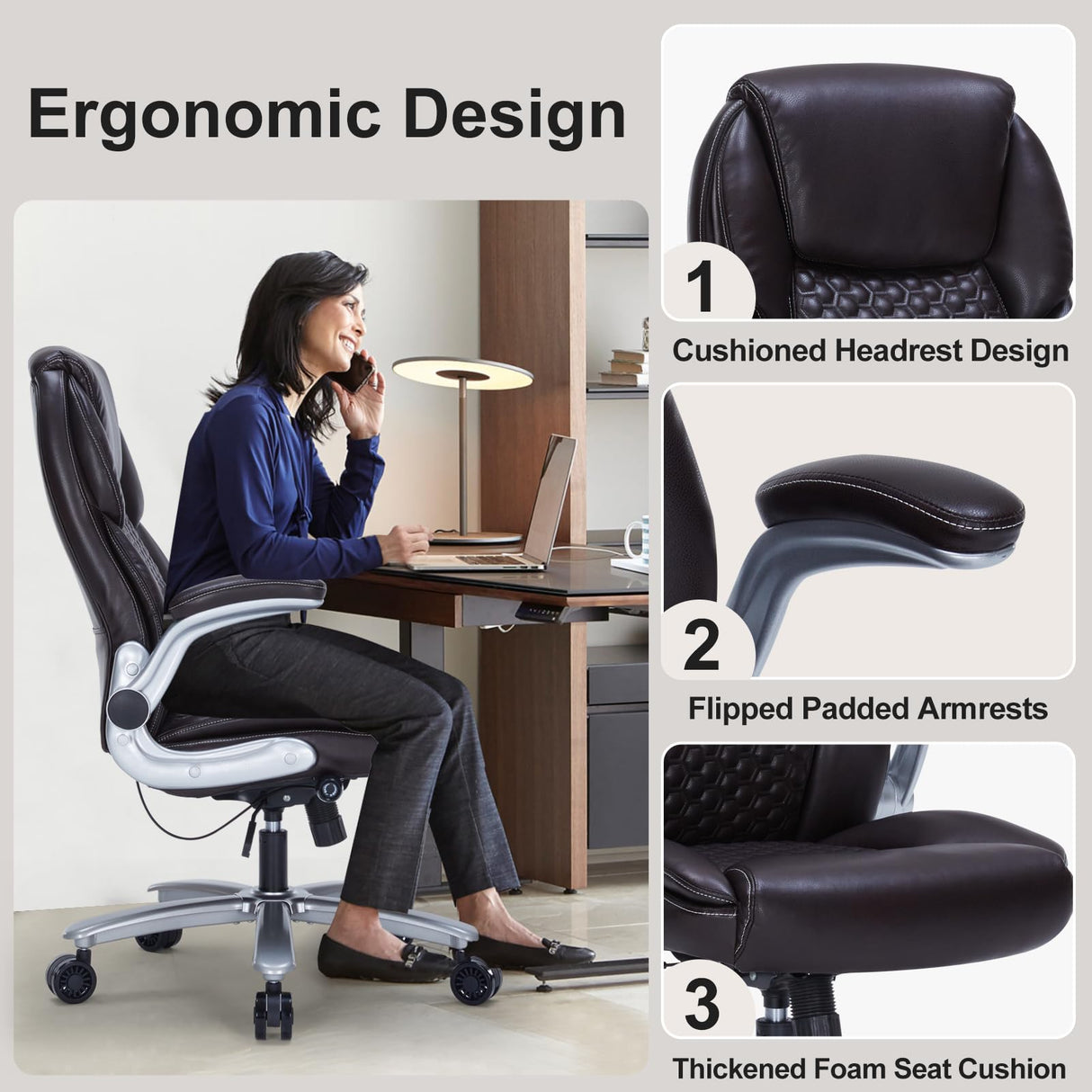 Ergonomic Executive Office Chair with Adjustable Lumbar Support