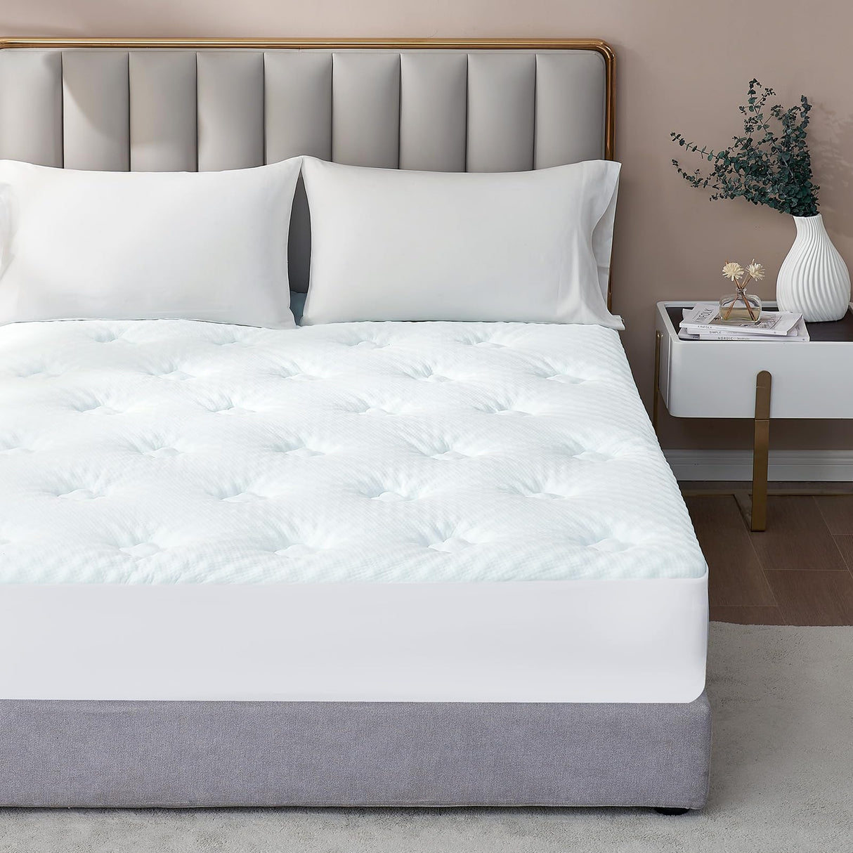 Memory Foam Mattress Topper Full, Gel Mattress Topper Full Size with Deep Pocket