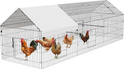 Metal Chicken Coop 86"×40"×40" Chicken Run with Waterproof Cover Portable Poultry Cage Walk in Hen House