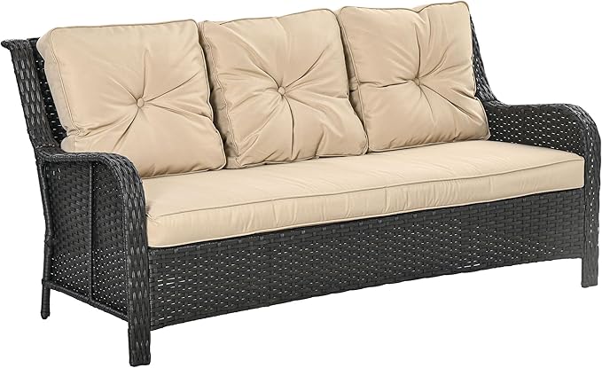 2-Seater Outdoor Sofa with 4" Thick Padded Cushions, PE Rattan Patio Outdoor Couch