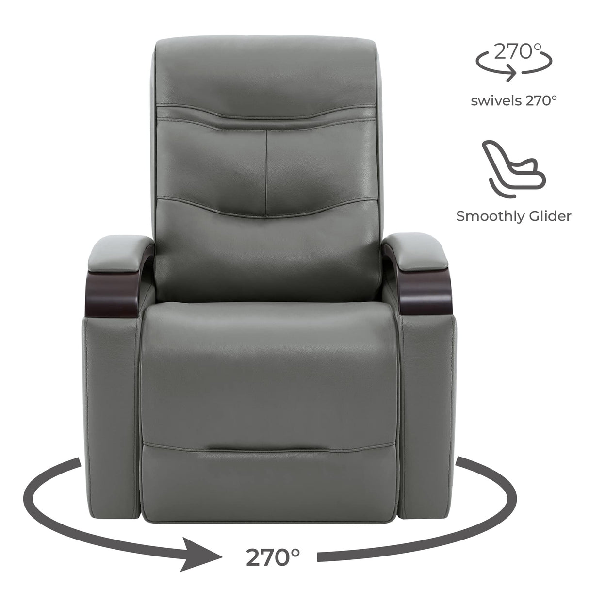 Chita LuxeGlide Genuine Leather Swivel Rocker Recliner with USB & Power Headrest