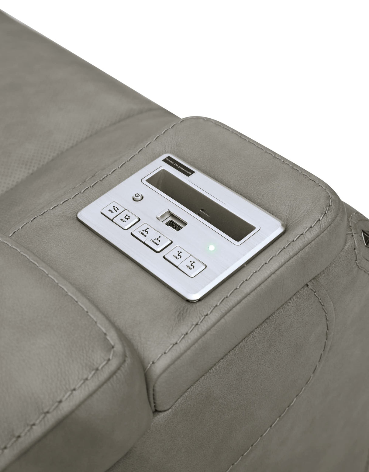 The Man-Den Leather Power Reclining Loveseat with Center Console, Adjustable Headrest