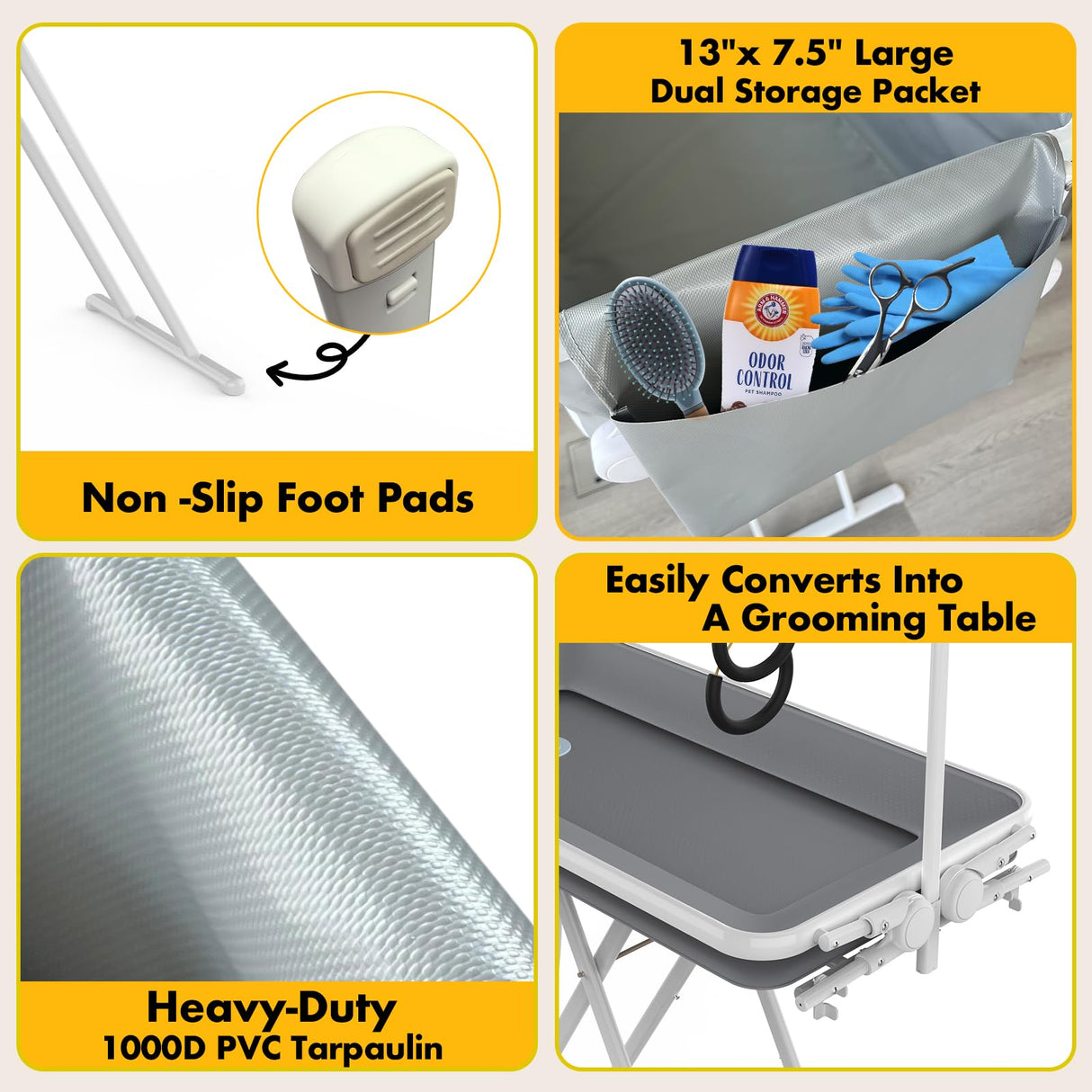 2-in-1 Portable Dog Bathtub & Grooming Table - 33" Foldable Pet Washing Station