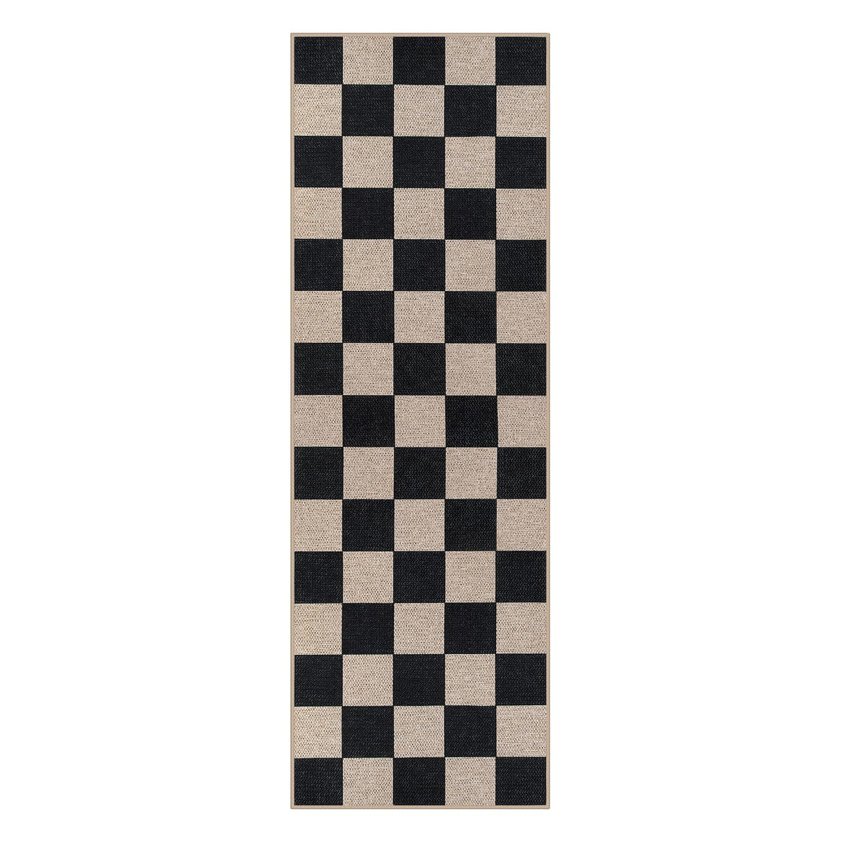 Checkered Easy Jute Runner Rug, 2x6 Hallway Kitchen Runner Rug Non Slip Washable